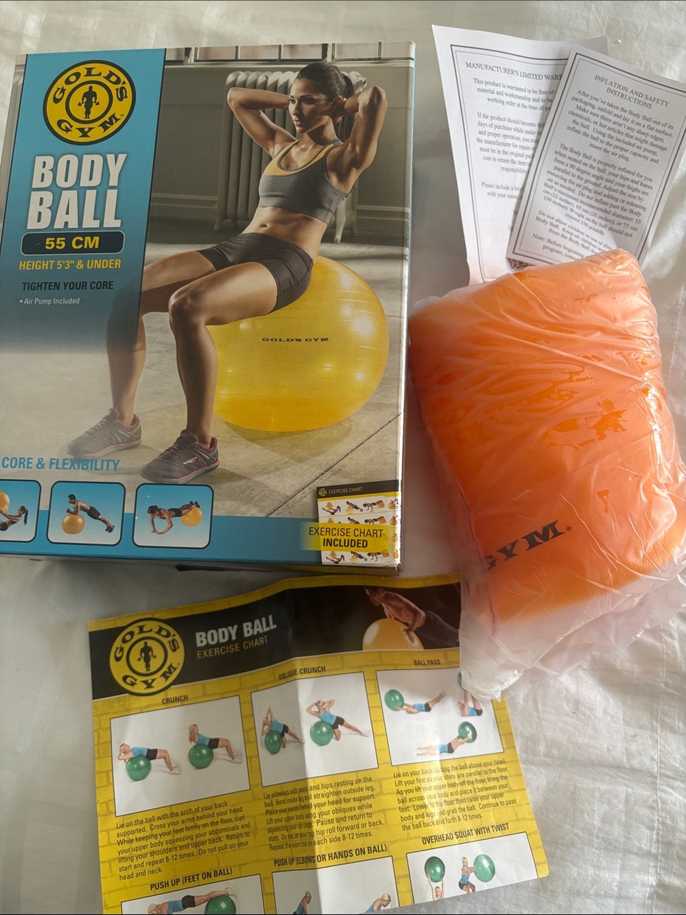 Gold's Gym Women's Exercise Body Ball — Orange, 55 cm